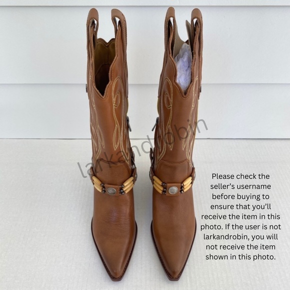 NEW Sam Edelman Jackie Western Boot Chestnut Leather 7.5 - Picture 11 of 16